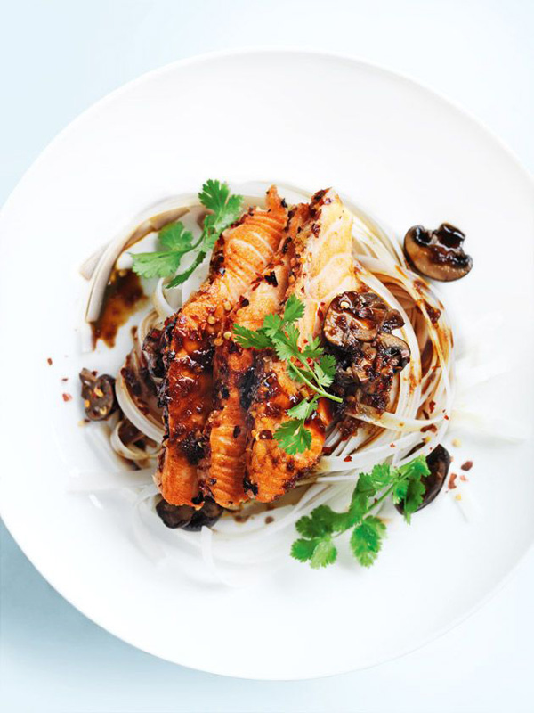 Ginger and Chilli Salmon with Noodles