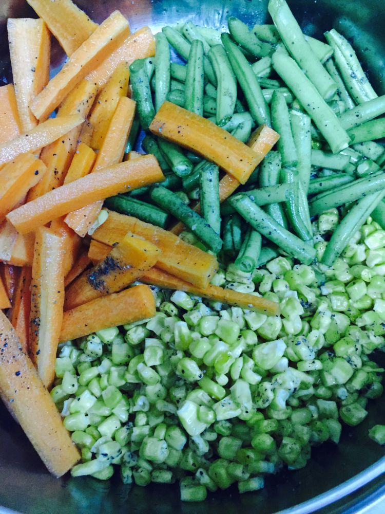 Chops with stir fried vegetables