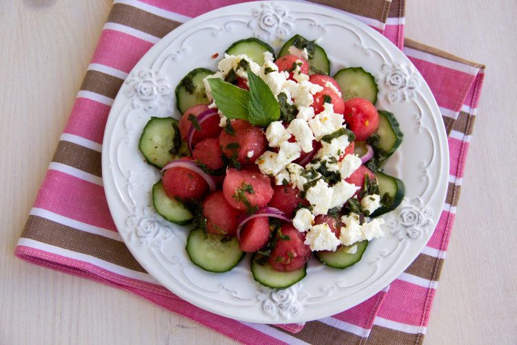 Watermelon Salad with Mint and Ricotta