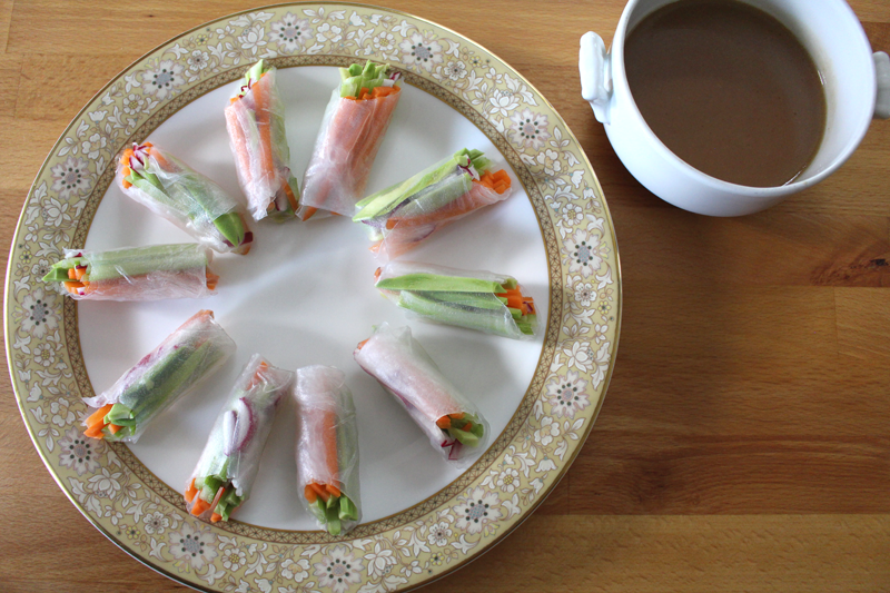 Spring Rolls with Spicy Honey Mustard Dipping Sauce