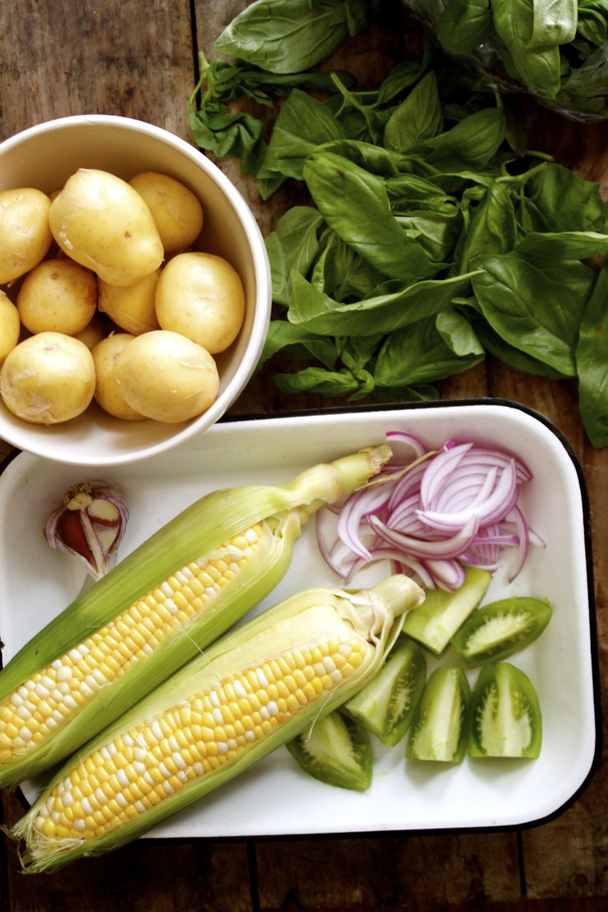 Summer Potato, Corn and Basil Salad