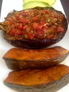 Roasted eggplant and pumpkin