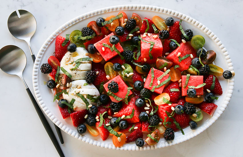 Watermelon, Tomato & Strawberries Salad