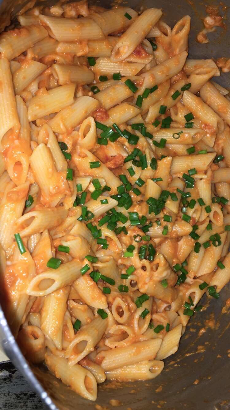 Penne pasta with homemade marinara sauce