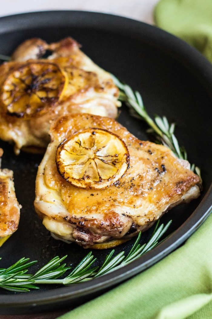 Lemon Rosemary Chicken Thighs with Pan Sauce