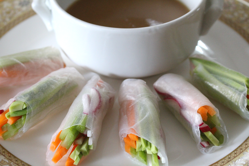 Spring Rolls with Spicy Honey Mustard Dipping Sauce
