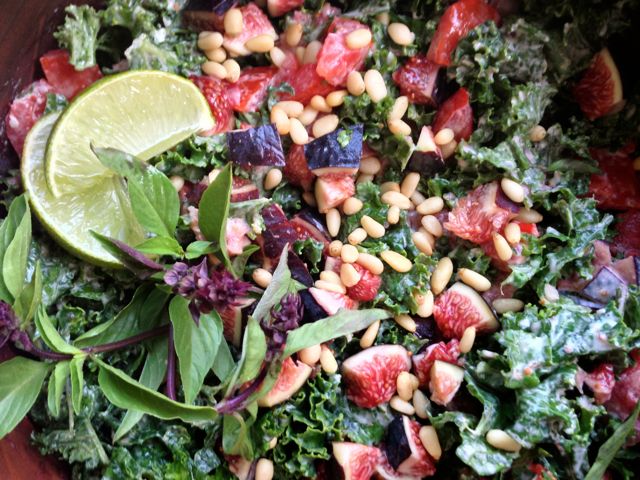 Kale Salad with Thai Basil and Black Mission Figs